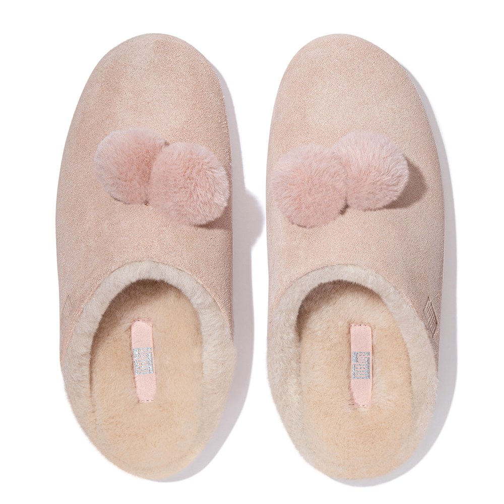 Fitflop Womens Slippers Pink - Chrissie Pom-pom Shearling - AI5489103